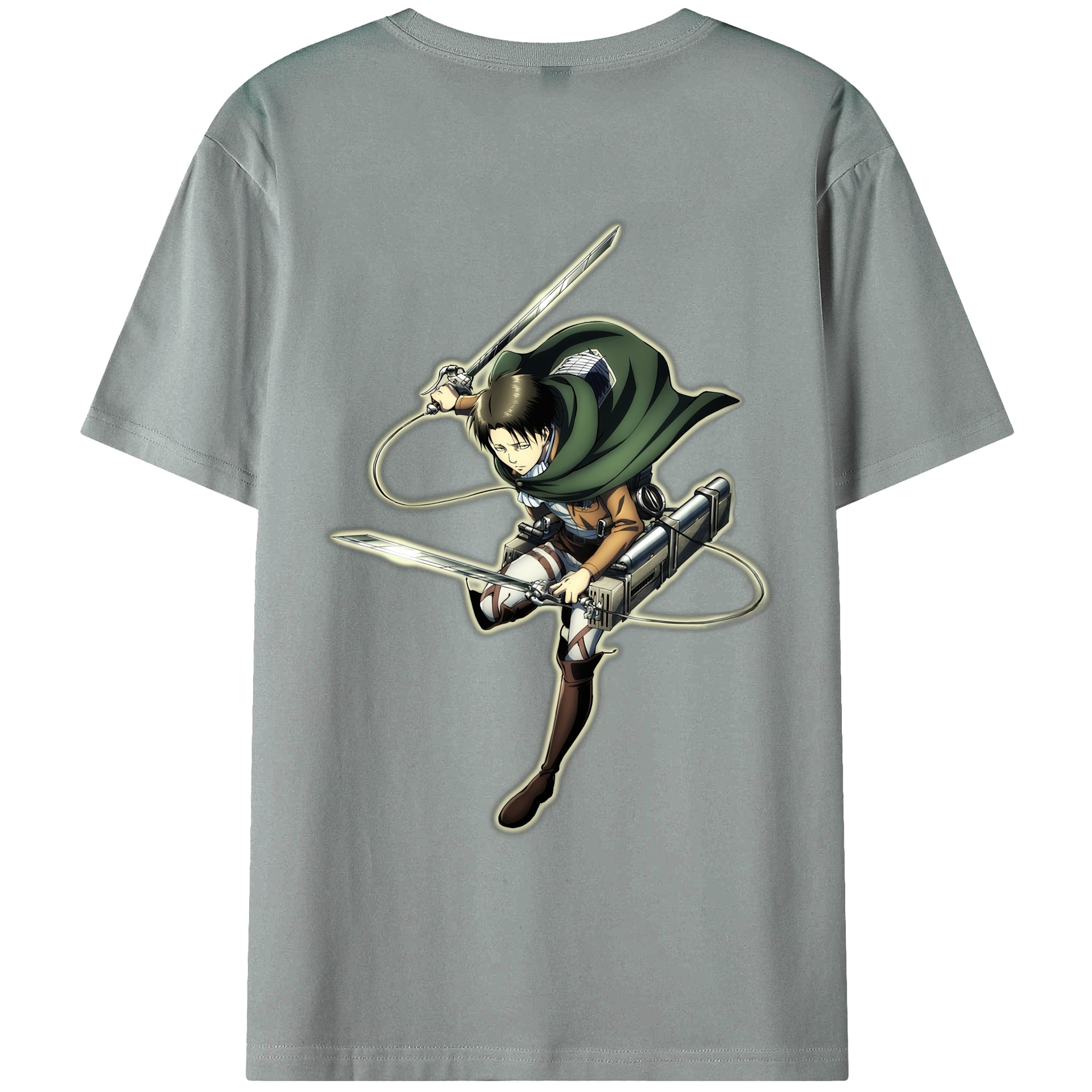 （画像用） 進撃の巨人 リヴァイ·アッカーマン Attack on Titan Levi Ackerman 綿100％ メンズ半袖Tシャツ（バックプリント） 通気性